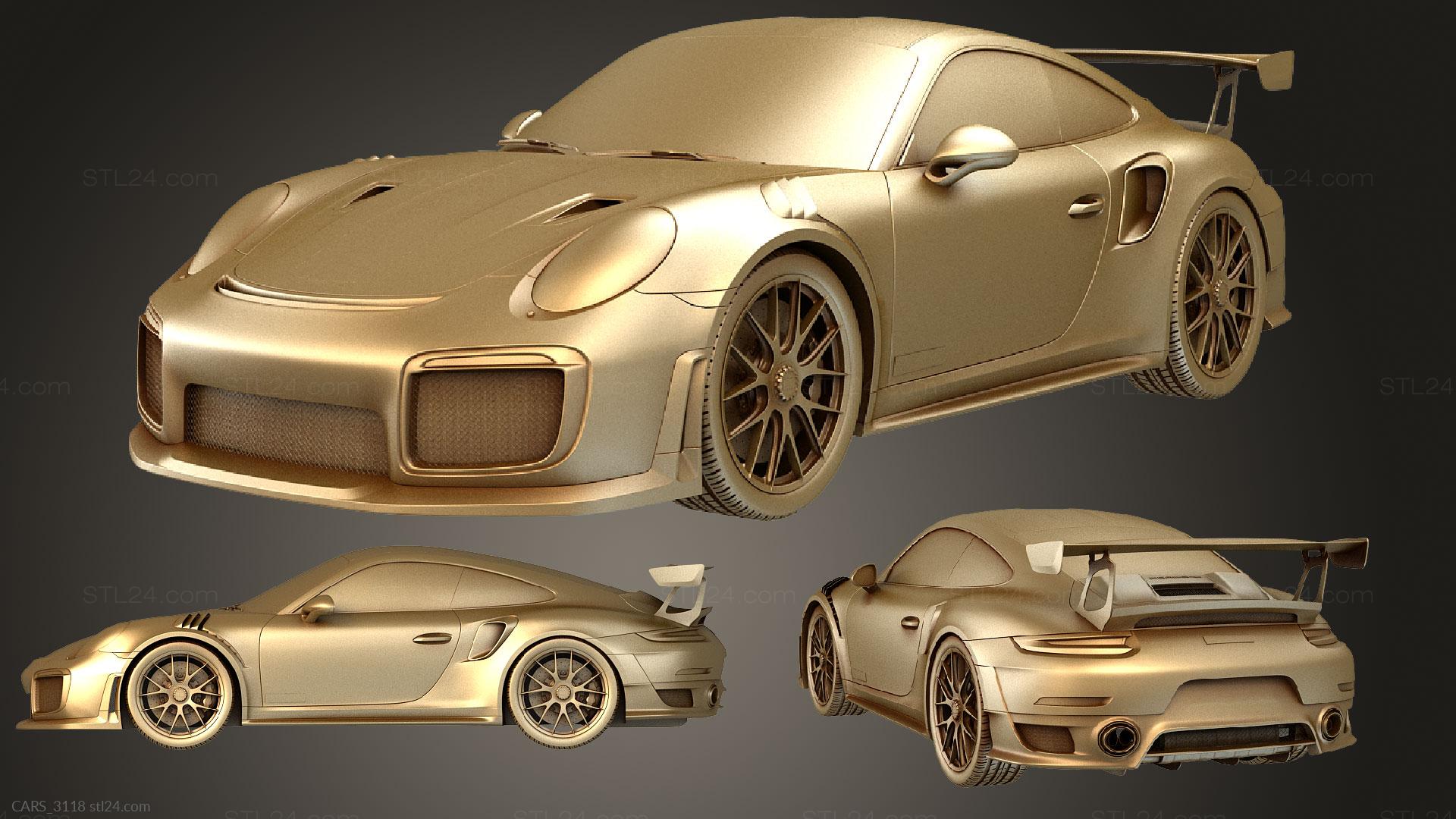 Vehicles - Porsche GT2 RS 2018, CARS_3118. 3D stl model for CNC